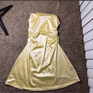 H&M Yellow Satin Mini Dress